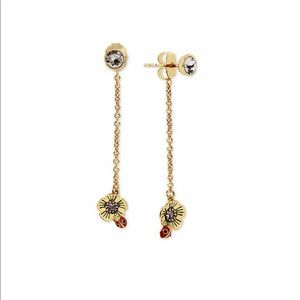 Coach Stud Crystal Dangling Flower 🌺 & Pink Stone, Red Lady 🐞Bug Earrings.